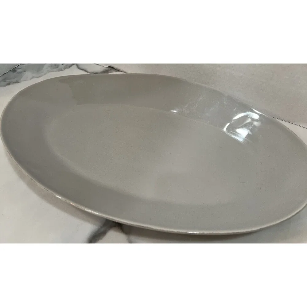 Crate & Barrel Gray Serving Platter Oval 16